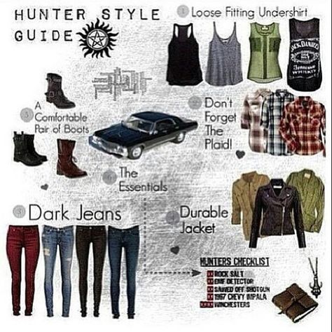 Hunter Style Guide! - Supernatural - fashion Supernatural Hunter, Supernatural Logo, Friends Costumes, Colin Ford, Supernatural Outfits, Hallowen Costume, Women Costumes, 2 Friends, Fandom Fashion