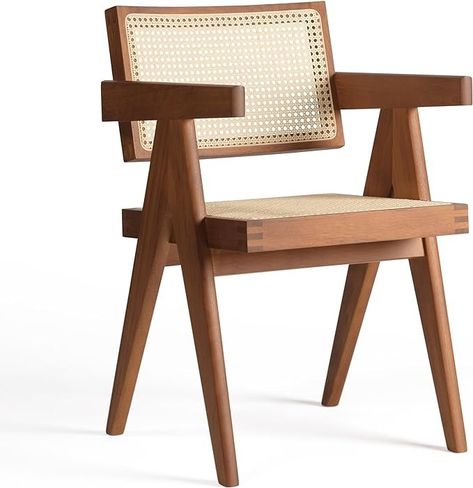 Amazon.com: Klarel Chandigarh Armchair Chair, Natural Beech : Home & Kitchen Dining Chair Mid Century, Chandigarh Chair, Pierre Jeanneret Chair, Pierre Jeanneret Furniture, Segi Lima, Build Projects, Cane Dining Chair, Cane Chair, Pierre Jeanneret