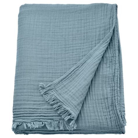 VALLKRASSING Throw, gray-blue, 59x79" - IKEA Grey Throw, Super Soft Blanket, Ikea Family, Beautiful Blankets, Woven Blanket, Muslin Cotton, Home Textile, Cotton Weaving, Blankets & Throws