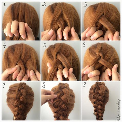 “3 Strand Dutch Pancake Braids ❤️ Check out the steps below :- 1.Split hair into 3 section 2.Cross middle section on the left section 3.Cross the middle…” Half Braided Hairstyles, Dutch Braid Tutorial, French Braids Tutorial, Braids Step By Step, Braiding Your Own Hair, Violet Hair, French Braid Hairstyles, Makeup And Beauty Blog, Split Hair