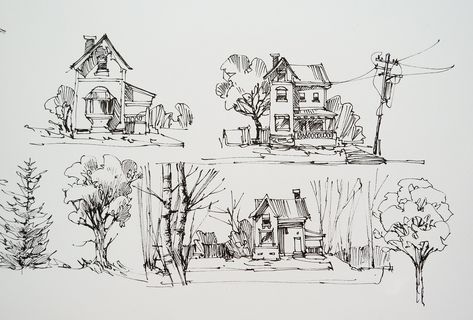 Peter Sheeler, Pen Sketching, Nature Sketches, Painted Pictures, Anton Pieck, Urban Sketches, Watercolor Landscapes, Art Demo, Canada Ontario