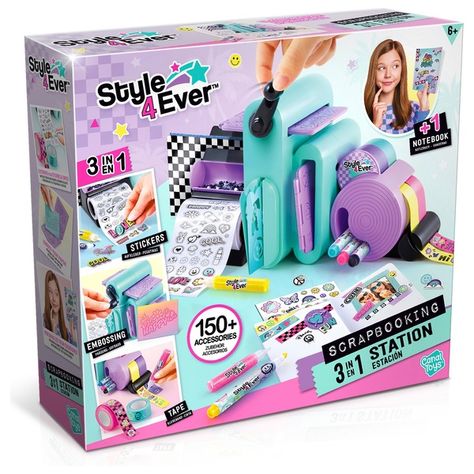 Style 4 Ever 3-in-1 Scrapbooking Station Set Designing Stickers, Glitter Paper Crafts, Kids Unicorn Party, Unique Scrapbooks, Makeup Kit For Kids, Arts And Crafts Kits, Embossing Paper, Kids Arts And Crafts, Toys Uk