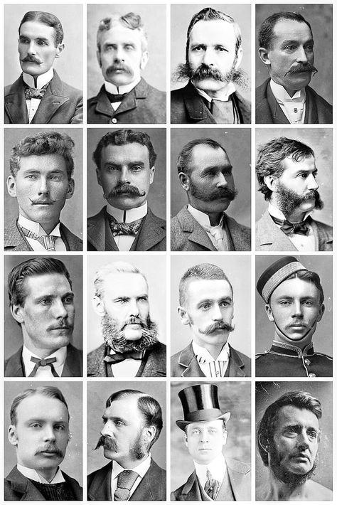 Men's hairstyles of 1890 Hairstyles 1900, 1900s Hairstyles, 19th Century Hairstyles, Victorian Era Hairstyles, 19th Century Men, Men With Beards, Victorian Men, Victorian Age, Victorian Man