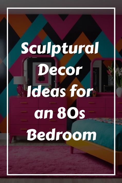 Colorful geometric-patterned bedroom with bold furniture from the 1980s. 80s Style Bedroom, 80s Themed Bedroom, Angular Furniture, 80s Inspired Bedroom, Sculptural Decor, Kitchen Tile Inspiration, Cozy Colors Palette, Industrial Chic Kitchen, Rustic Industrial Kitchen