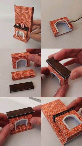 Video instruction on how to craft a miniature fireplace made with paper, using a printable PDF template. Paper Doll House Furniture Printable, Dollhouse Paper Printables, How To Make Tiny Furniture, Diy Miniature Fireplace, Doll Furniture Patterns 1:12, Miniature Furniture Templates Free Printable, How To Make Miniature Furniture, Making Miniature Furniture, Christmas Doll House Diy