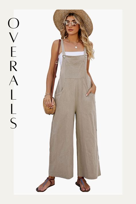 amazon affiliate Traveling Clothes, Baggy Fashion, Loose Fit Jumpsuit, Loose Overalls, Romper Women, Cotton Overalls, Overall Outfit, Bib Overalls, Sleeveless Rompers