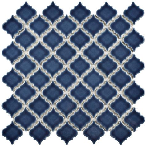 Merola Tile Hudson Tangier Denim Blue 12-3/8 in. x 12-1/2 in. x 5 mm Porcelain Mosaic Tile-FKOLTR41 - The Home Depot Eye Drop, Smoky Blue, Mosaic Floor, Merola Tile, Porcelain Mosaic Tile, Blue Porcelain, Blue Mosaic, Lantern Design, Tile Projects