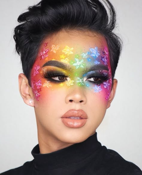 @dom.skii Lgbtq Makeup, Unconventional Makeup, Bright Makeup, Pride Makeup, Rainbow Makeup, Face Art Makeup, Cool Makeup Looks, Fairy Makeup, Dope Makeup