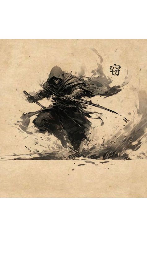 Ninja Art Wallpaper, Japanese Ronin Art, Japanese Ninja Art, Ronin Wallpaper, Traditional Tattoos Japanese, Ronin Art, Ghost Samurai, Ninja Tattoo, Tattoo Stamps