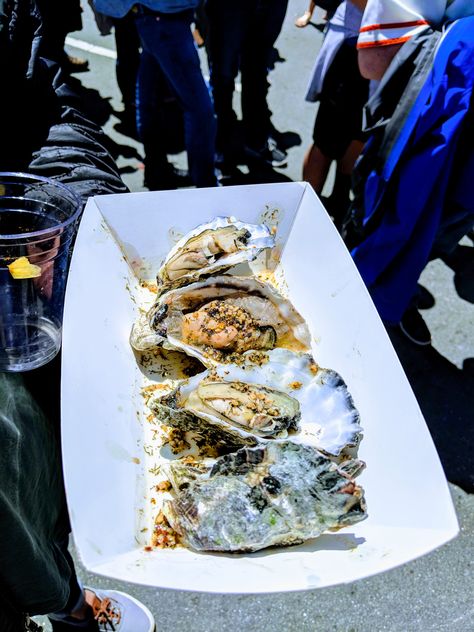 The Oyster Festival in Arcata, CA  #arcata #california #oysterfestival Oyster Food Truck, Rockerfella Oysters, Oysters Kilpatrick, Eating Oysters, Oyster Festival, California, Festival