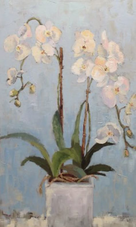 Houseplant Art, Orchid Drawing, Orchids Painting, Interior View, Fine Art Painting Oil, Arte Inspo, White Orchids, Painting Still Life, Flower Art Painting