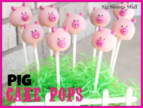 Pig Cake Pops, Pig Roast Party, Piggy Cake, Pig Birthday Party, Pig Cake, Pig Roast, Cake Pop Recipe, Easy Birthday, Bite Size Desserts