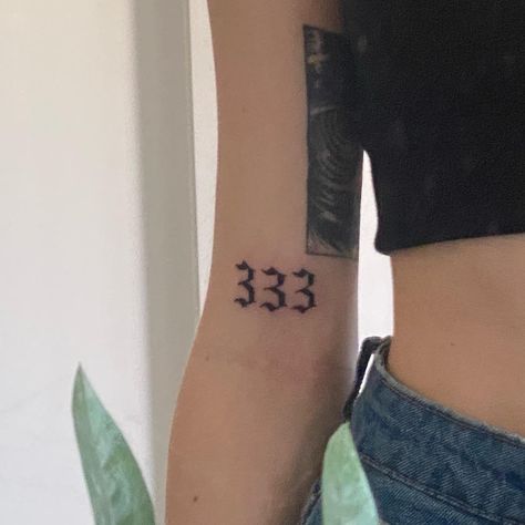 888 Tattoo Placement, Angel Number Tattoo Placement Ideas, 333 Arm Tattoo, Number Tattoo Placement Ideas, Angle Number Tattoo Ideas, 333 Tattoo Design, Angel Number 333 Tattoo, Angle Numbers Tattoo, Angel Number Tattoo Placement