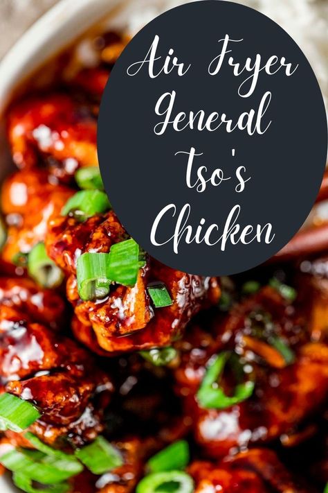 This Air Fryer General Tso’s Chicken is made with crispy air fried chicken pieces and a sticky, sweet and spicy sauce! It’s crispy with minimal oil and so much better than take-out! Chicken Tso, General Chicken, Chicken In Air Fryer, Air Fryer Recipes Chicken Tenders, Air Fryer Recipes Healthy Low Carb, Chicken Air Fryer, Air Fryer Recipes Chicken Breast, Rooms Bed, General Tso's Chicken