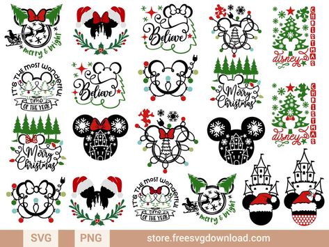 Disney Christmas Svg Free Files, Disney Png Free, Christmas Disney Svg, Disney Christmas Svg Free, Disney Svg Free Files Cricut, Mickey Mouse Christmas Svg, Cricut Learning, Mickey Head Svg, Disney Christmas Svg