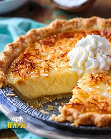 Easy Coconut Custard Pie Best Coconut Pie Recipe, Easy Coconut Custard Pie Recipe, Best Coconut Custard Pie Recipe, Custard Pie Recipe Easy, French Dip Recipes, Coconut Pie Recipe, Custard Pie Recipe, Cooking Fever, Dessert Pie Recipes