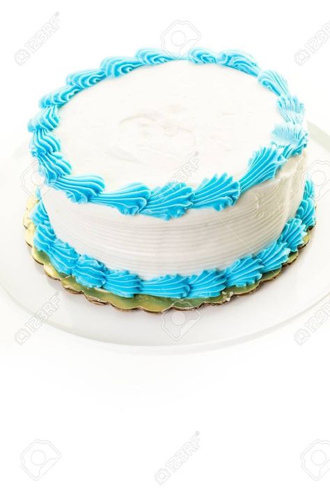 Blue And White Birthday Cake Simple White Birthday Cake With White And Blue Icing Stock Photo Birthday Cake Blue And White, Simple White Birthday Cake, Blue And White Birthday Cake, Cake Blue And White, Blue And White Birthday, Simple Birthday Cake Designs, White Birthday Cake, Cake Designs For Boy, Cake Design For Men