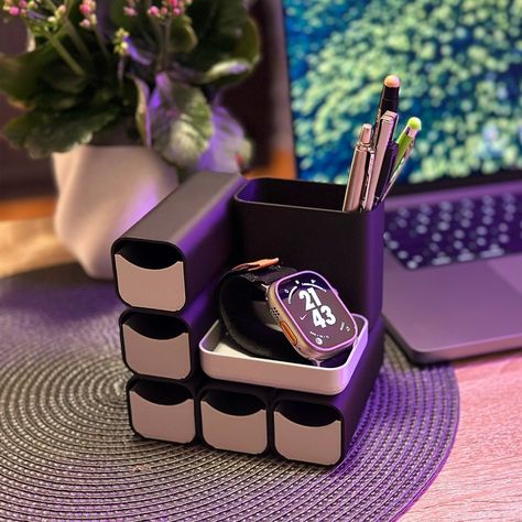 Retro Style Desk Organizer by Mario3D - MakerWorld Retro Desk Accessories, 3d Printed Drawer Organizer, 3d Printed Office Accessories, 3d Printing Organizer, 3d Printed Desk Accessories, 3d Printed Organizer, Retro Desk, 3d Printer Projects, 3d Printing Projects