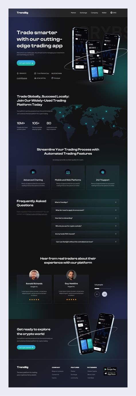 Trading App Landing Page ui ux website design Stock Trading Website Design, Forex Website Design, Trade Website Design, Trading Website Design, Business Landing Page Design, Trading App, Marketing Websites, Trading Website, Trading Design