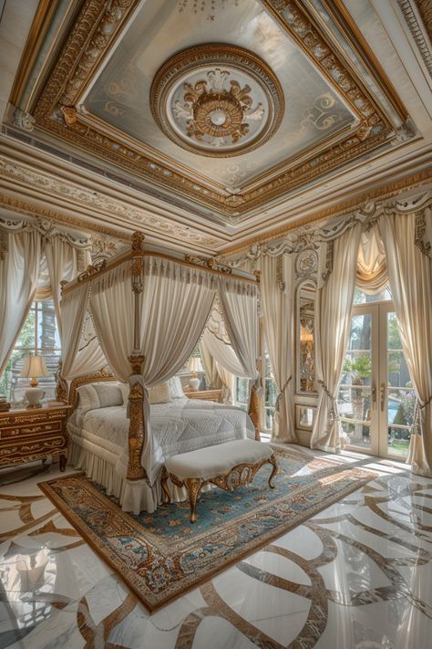 Victorian Royal Bedroom, Enchanted Bedroom Ideas, Ornate Bedroom, Royal Bedroom Design, Coquette Bedroom, Rococo Revival, Royal Room, Royal Bedroom, Fall Bedroom Ideas