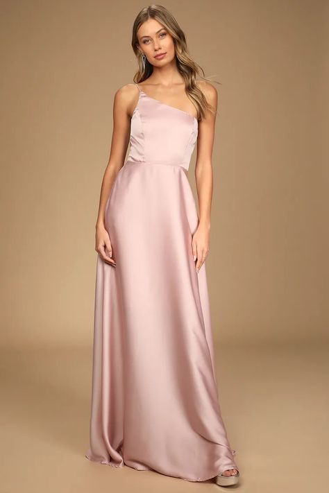 Pink Satin Gown, Sage Brush, Blush Maxi Dress, Asymmetrical Maxi Dress, Flowy Maxi Skirt, Maxi Dress With Pockets, Blush Bridesmaid Dresses, Formal Dress Shops, Formal Dresses Gowns