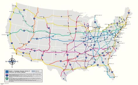 Us Interstate Map, Business Chalkboard, Nomad Living, Road Trip Across America, Highway Map, Cartography Map, Interstate Highway, Rv Trip, Cross Country Road Trip