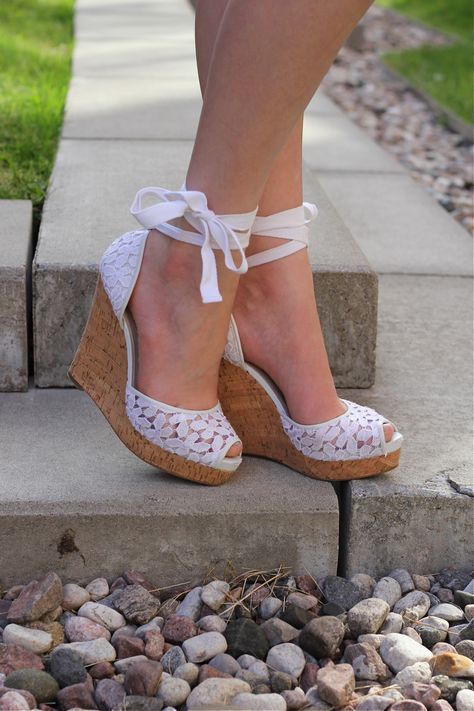 LACE. Wedges. Bridal Wedges, Wedding Wedges, Hak Tinggi, Strappy Platform Heels, Wedge Wedding Shoes, Lace Wedges, Bridal Sandals, Platform Wedge Heels, Women's Heels