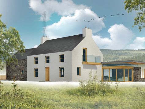 Get the planning drawings for this house for £600. Contact us at www.2020architects.co.uk Modern Barnhouses, Farm House Plans, Vernacular House, Barn Architecture, Irish Farm, House Plans Ireland, Irish Farmhouse, House Designs Ireland, Irish Architecture