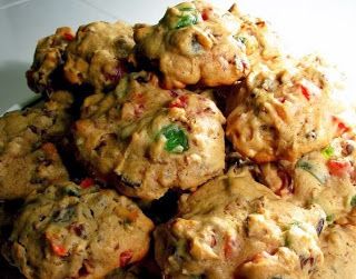 Dizzy Miss Lizzy Fruitcake Cookies Fruit Cake Cookies Recipe, Cake Cookies Recipe, Fruitcake Cookies, Candied Cherries, Sugar Pecans, Dried Apricot, Fruit Cake Cookies, Fruitcake Recipes, Cookie Cake Recipe