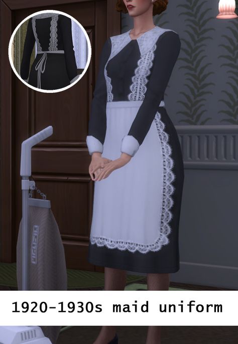 Poor Clothes, Sims 4 Decades Challenge, Sims 4 Anime, 1920s Outfits, Maid Uniform, Women's Outfit Sets, Sims4 Clothes, Sims Hair, Sims 4 Cas