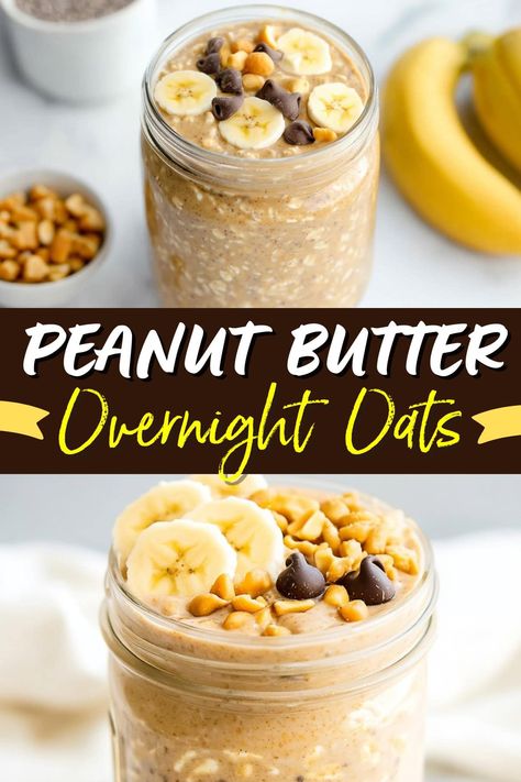 Peanut butter overnight oats are an easy, healthy breakfast that's packed with protein and a touch of sweetness to keep you full and energized all day. Overnight Oats Pregnancy, Healthy Over Night Oats In A Jar, Overnight Oats Banana Peanut Butter, Overnight Oats Healthy Peanut Butter, Peanut Butter Overnight Oats Healthy, Overnight Oats Weight Watchers, Healthy Overnight Oats Clean Eating, Easy Overnight Oats Healthy, Quick Oats Recipes