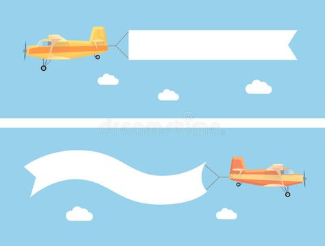 Cardboard Airplane, Airplane Banner, Flying Banner, Paper Clouds, Airplane Vector, Up The Movie, Plane Flying, Advertising Banner, Banner Drawing