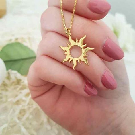 Rapunzel Sun, Sunburst Necklace, Sunshine Necklace, Gold Sunburst, Sun Necklace, Sun Pendant, Gold Pendant Jewelry, Buy Necklace, Bangle Designs