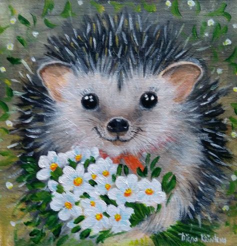 Hedgehogs Drawing, Hedgehog Drawing, Teen Art, Hedgehog Art, Cute Hedgehog, Painted Leaves, Diy Crafts Hacks, Crafts Hacks, Mini Canvas