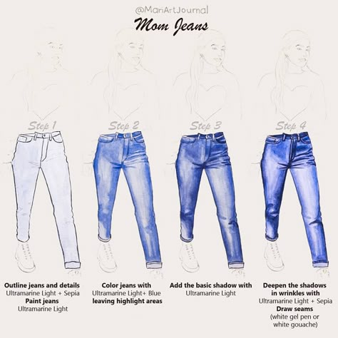 🔹NEW TUTORIAL 👇👇👇 Don't know why but denim has always seemed to me the most confusing texture ...😏 Several months ago I really thought that… Coloring Jeans Drawing, How To Color Denim Drawing, How To Draw Denim, Jeans Drawing, Fashion Illustration Tutorial, Fashion Figure Drawing, Fashion Drawing Tutorial, Fashion Drawing Sketches, Fashion Illustrations Techniques