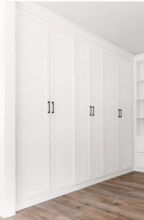 Two Closet Doors Side By Side, Chic Closet Doors, Long Closet Doors, Storage Closet Doors, Built In Wardrobe With Sliding Doors, Closet Designs With Doors, Hallway Closet Design, Tall Closet Doors, Puertas De Closet Ideas