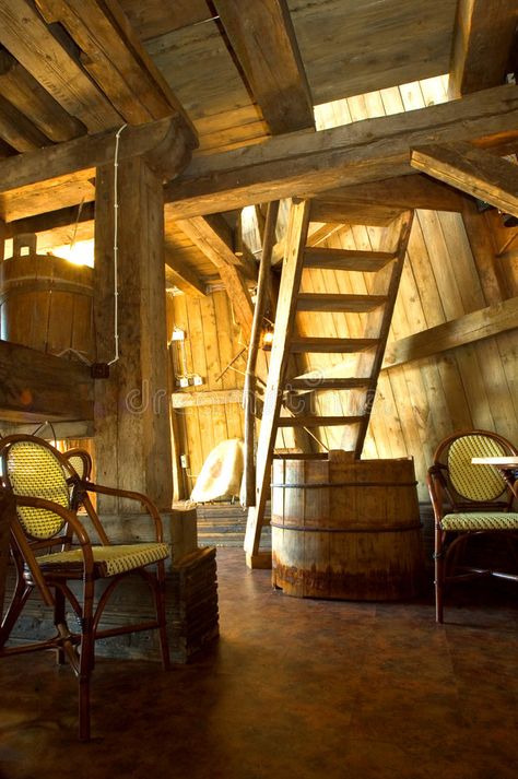 Windmill Interior, Romantic Cafe, House Flippers, Old Windmills, Children Illustration, A Romantic, Lighthouse, Flour, Loft Bed