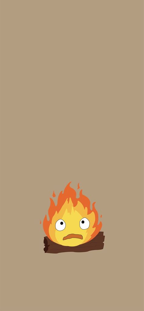 Cute Wallpapers Ghibli, Studio Ghibli Wallpaper Calcifer, Cute Howls Moving Castle Wallpaper, Ghibli Fall Wallpaper, Calcifer Background, Studio Ghibli Minimalist Wallpaper, Studio Ghibli Wallpaper Howls Moving Castle, Studio Ghibli Wallpaper Iphone Howl's Moving Castle, Calcifer Lockscreen