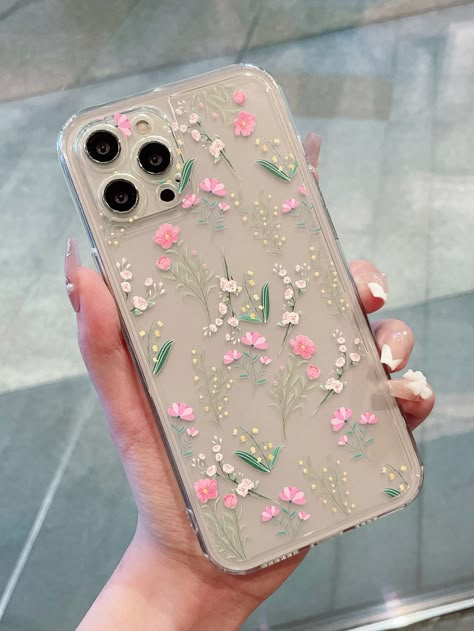 Multicolor  Collar  TPU Floral Phone Cases Embellished   Cell Phones & Accessories Makeup Gadgets, Winter Phone Case, Preppy Phone Case, Nike Converse, Floral Iphone Case, Pretty Iphone Cases, Pretty Phone Cases, Floral Phone Case, Phone Stuff