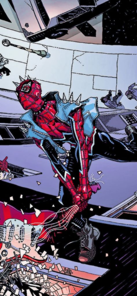 ︵﹒﹒hobie brown / spider punk wallpaper. Hobie Brown Wallpaper Spiderman, Hobie Brown Spider Punk Wallpaper, Spiderpunk Wallpaper, Cell Aesthetic, Hobie Brown Spider Punk, Spider Punk Wallpaper, Hobie Brown, Punk Wallpaper, Punk Man