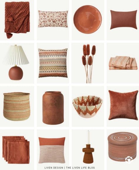 Terra Cotta Accents, Terra Cotta Living Room Decor, Rust Home Decor Living Room, Neutral And Rust Living Room, Terracotta Cushions Living Rooms, Terracotta Accents Living Room, Rust And Cream Living Room, Beige And Rust Living Room, Rust Accents Living Room