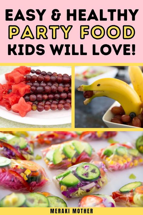 Treat your kids with these fun, healthy and delicious party food ideas! #kidsparty #healthykids Healthy Kids Party Snacks, Birthday School Snacks, Snack Foods For Kids Birthday Party, Healthy Birthday Food, Birthday Party Foods For Kids, Healthy Classroom Birthday Treats, Easy Birthday Party Food For Kids, Kids Party Snack Ideas, Healthy Birthday Treats For School