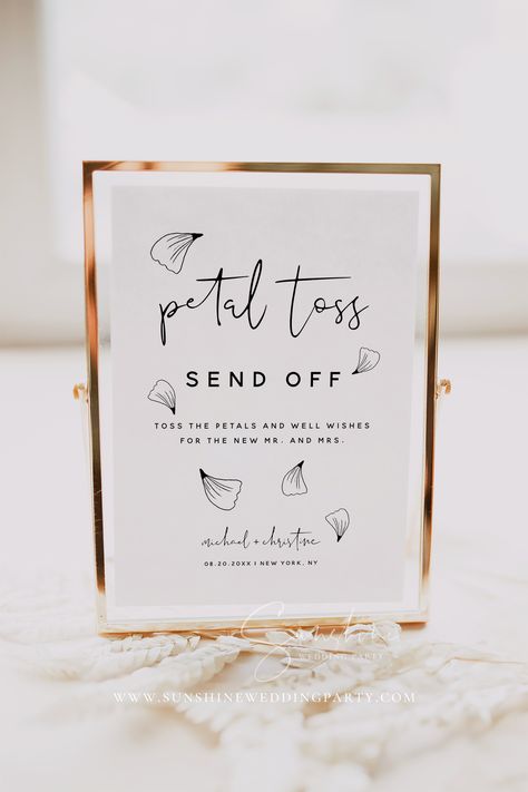 Petal Toss, Branding Materials, Sign Templates, Wedding Templates, Printable Signs, Wedding Sign, Minimalist Wedding, Modern Wedding, Flower Petals