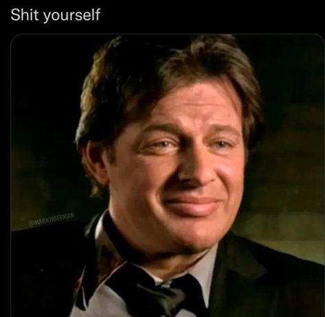 Mark Hoffman / Costas Mandylor image looking uncomfortable with the text “shit yourself” Hoffstrahm Saw, Costas Mandylor Saw, Detective Hoffman Saw, Mark Hoffman Saw Fanart, Mark Hoffman Saw, Hoffman Saw, Saw Pfp, Saw Fanart, Costas Mandylor