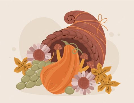 Cornucopia Illustration, Cornucopia Drawing, Thanksgiving Cornucopia, Vector Hand, Art References, Premium Vector, Graphic Resources, Rooster, Art Reference