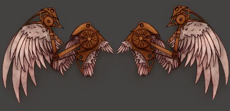 need more ideas for a steampunk valkyrie Steampunk Angel Art, Steampunk Angel Wings, Steampunk Wings Art, Mechanical Angel Wings, Mechanical Wings Steampunk, Metal Wings Concept Art, Prosthetic Wings, Mechanical Wings Concept Art, Steam Punk Wings