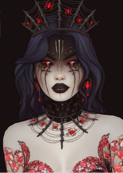 Spider queen sim overview + CC list /folder | Patreon Best Sims 4 Cc Patreon Creators, Sims 4 Vampire Poses, Sims 4 Cc Goth, Vampire Fashion, Spider Queen, Vampire Clothes, Sims 4 Challenges, Cc Folder, Sims 4 Mm Cc