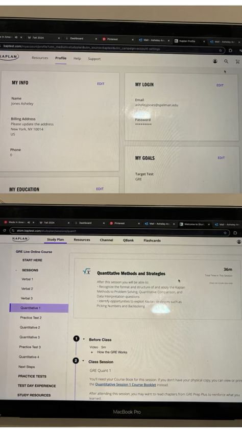 (1/2)This year I enrolled in the online Kaplan GRE Prep Course to make sure I get the best score I can on the GRE. This is an 8 week course that covers the verbal, essay and math portions of the exam. We meet once a week on sundays from 2-5 and discuss strategies, timing, and common misconceptions for each section. We practice multiple problems together and on our own and have access to additional study material outside of the live courses. Gre Prep, Study Plan, Study Material, Study Materials, Online Courses, The Live, This Year, Education, How To Plan