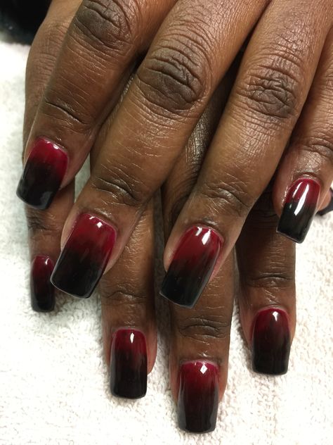 Ombre Pedicure, Polished Nails, Nail Art Ombre, Nails And Toes, Black Ombre, Nail Polish Designs, Nails Designs, Black Nails, Red And Black