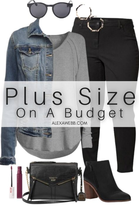 Plus Size on a Budget – Black Jeans, Denim Jacket, T-Shirt, Ankle Booties and Crossbody Bag - Alexa Webb All Black Work Outfits Plus Size, Black Leggings Outfit Fall Plus Size, Plus Size Grey Jeans Outfit, Plus Size All Black Outfit Fall, Womens Plus Size Winter Outfits, Plus Size Leggings Outfit Casual Work, Plus Size Jeans And Boots Outfit, Denim Jacket Outfit Women Plus Size, Nashville Outfits Fall Night Plus Size